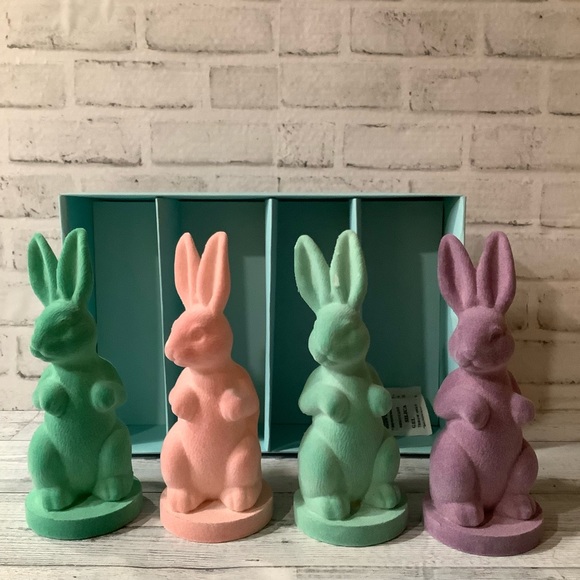 Martha Stewart 4Pk Flocked Easter Rabbits - Picture 4 of 7